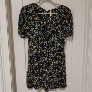 Free People Floral Black and Yellow Dress Romper 2